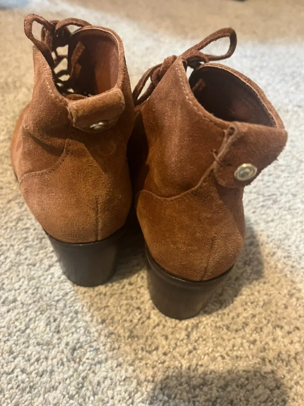 NURTURE BROWN BLOCK HEEL BOOTIES SUEDE LEATHER SZ 7.5M
